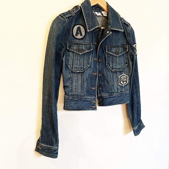 Armani Exchange Denim Jacket sz S Jean Jacket Patchwork Jacket - Picture 6 of 10